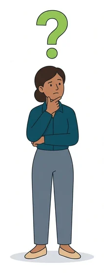 Illustration of a person standing under a question mark wondering what an employer of record is